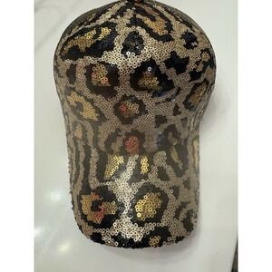 Sequined Leopard Print Baseball Cap‎ Sparkly Animal Print Hat Women NWOT
